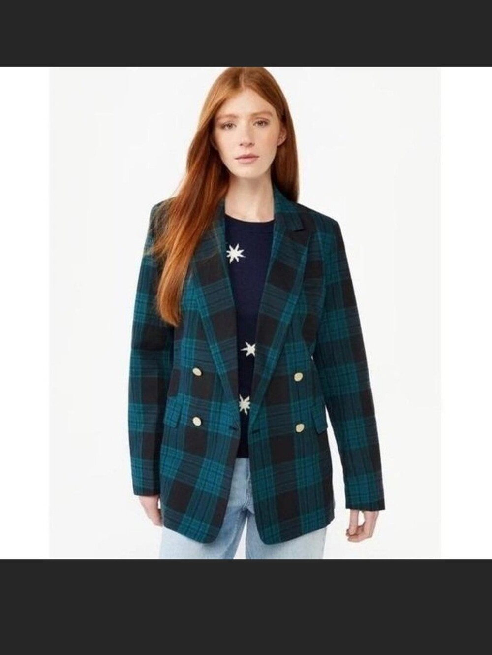 Free Assembly Plaid Double-Breasted Blazer & Cropped Pants